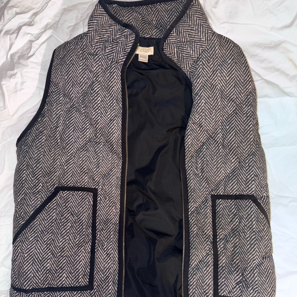 J. Crew Black and Gray Herringbone Vest